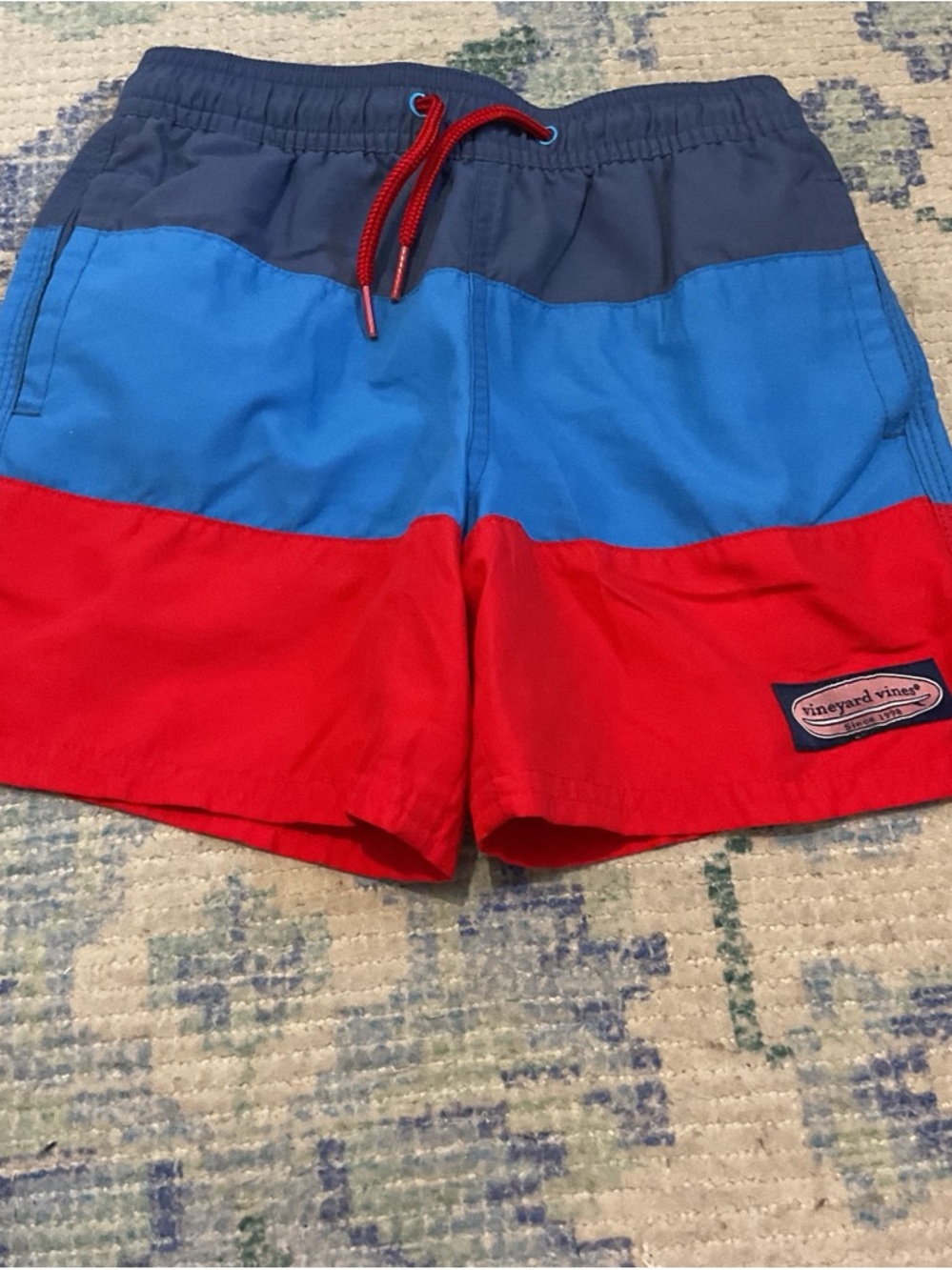 Vineyard Vines Kids Colorblock Swim Trunks - Navy, Blue, Red